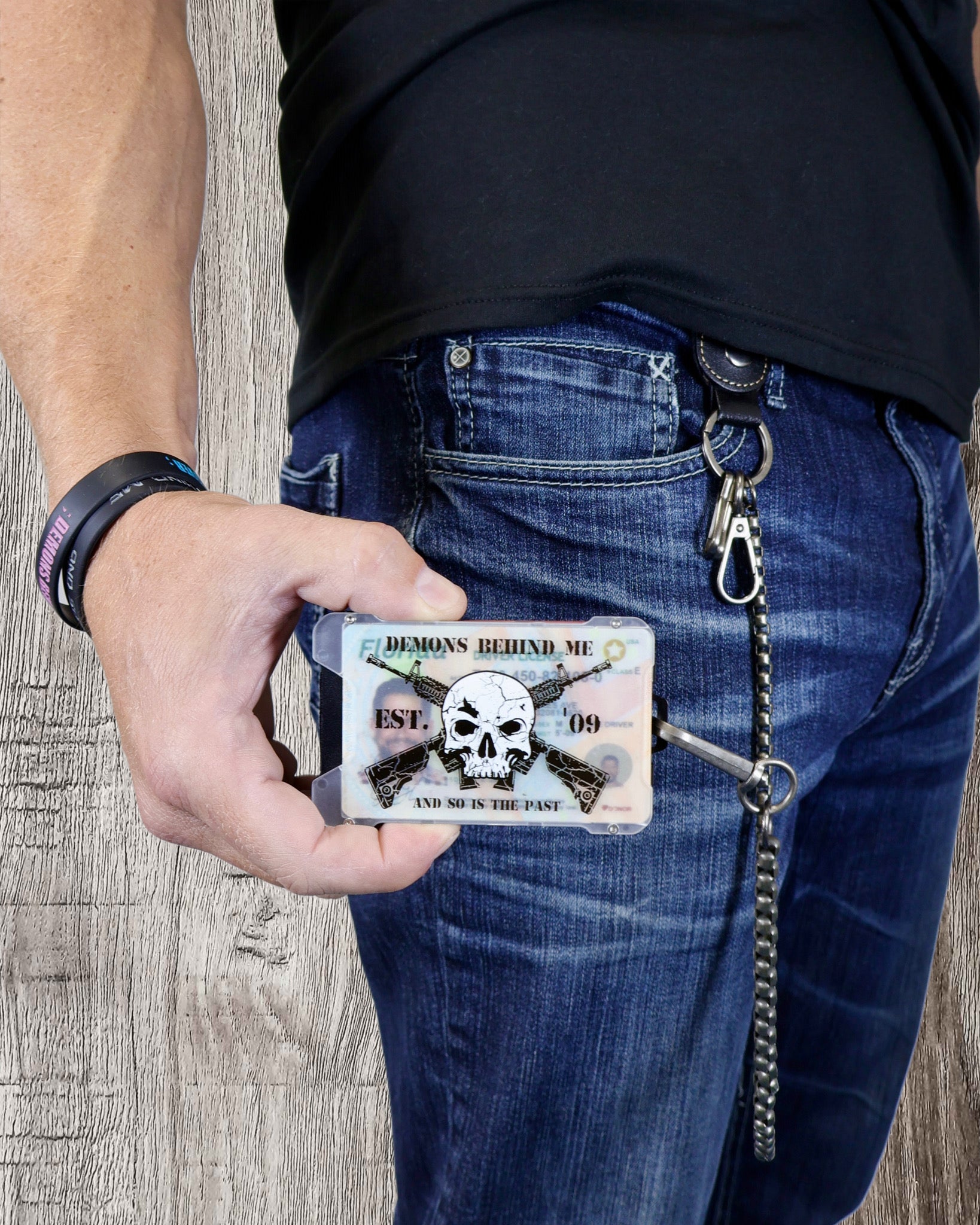 Raven Wallet w/Chain Clip & ID Holder (wallet chain sold separately)