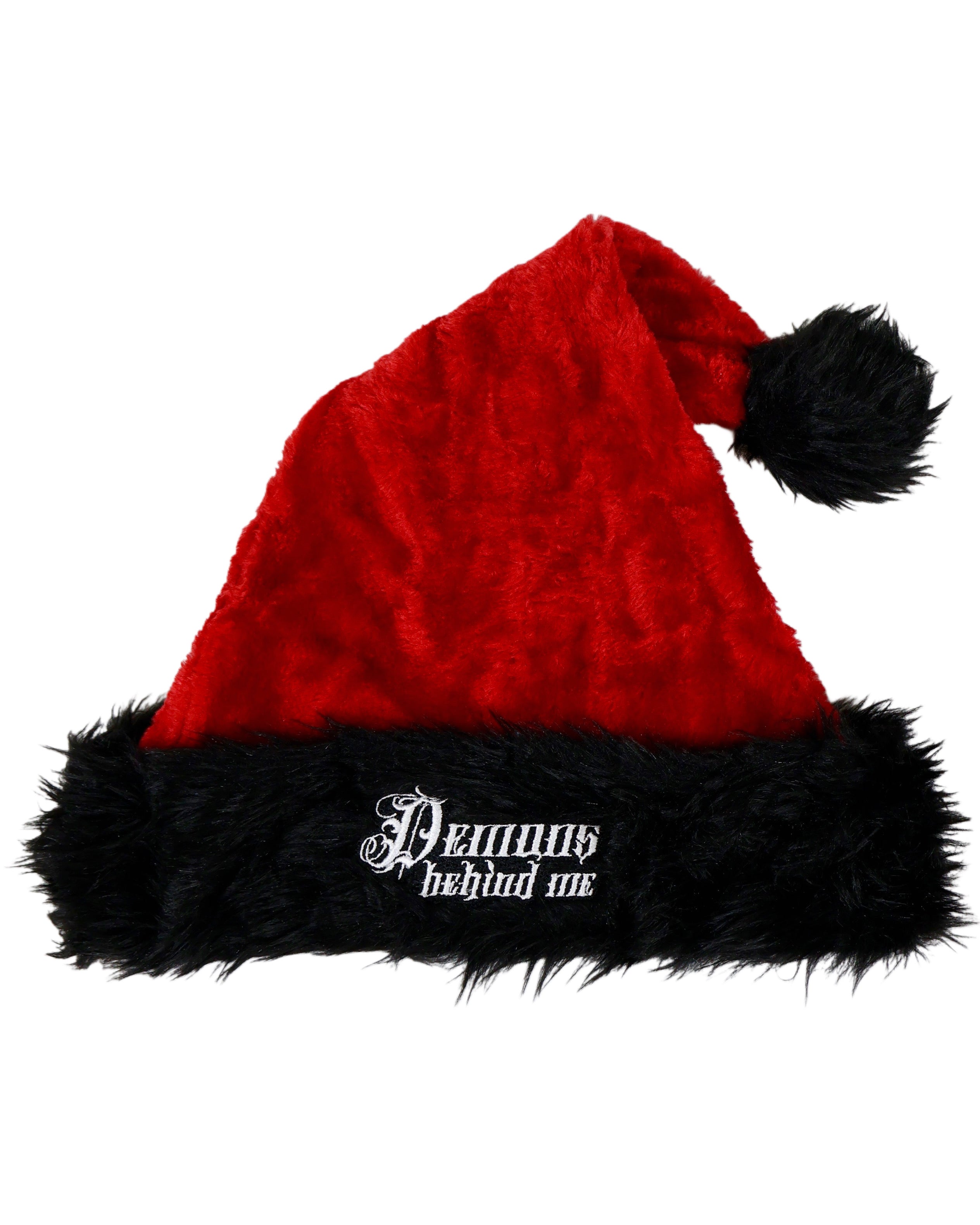 Red & Black Plush Santa Hat - 2 Tone Skull - LIMITED EDITION!