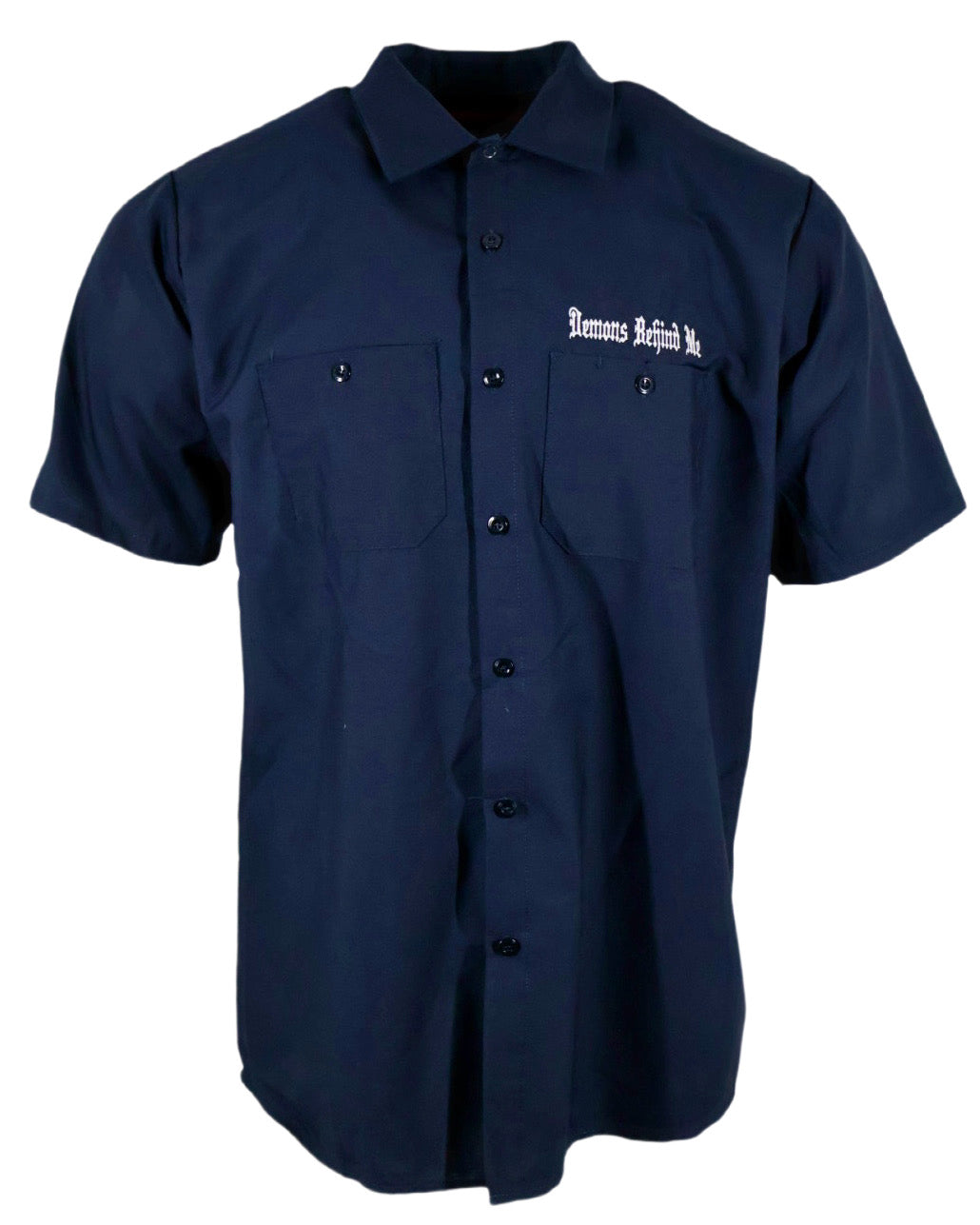 Closeout- Embroidered Shop Shirt - Men's Navy Patriotic
