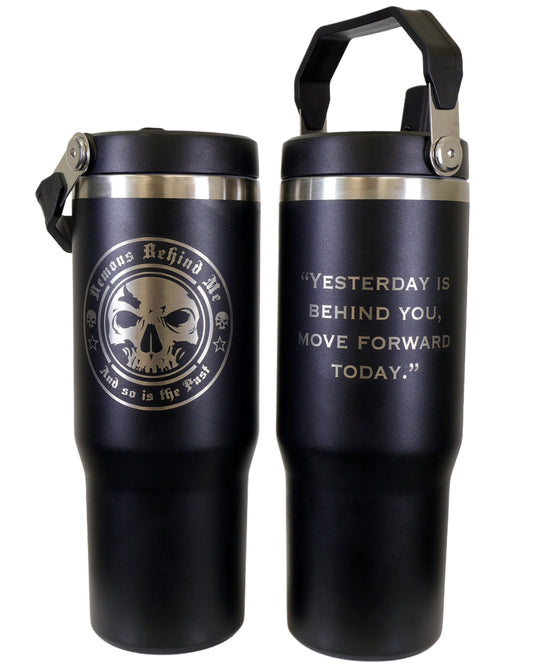 30 oz Tumbler Water Bottle with Flip Straw and Top Handle