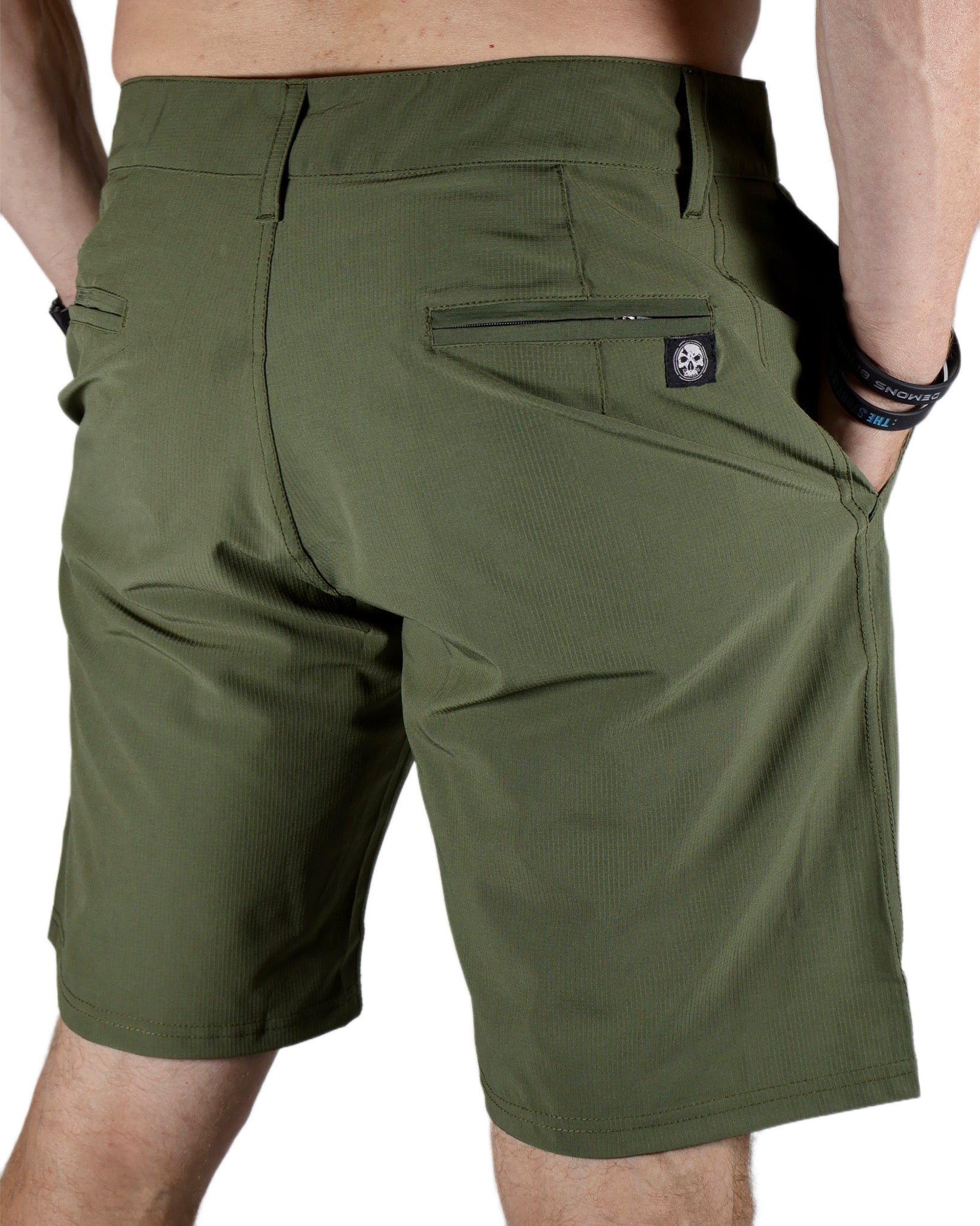 Closeout- Military Green Stretch Hybrid Shorts