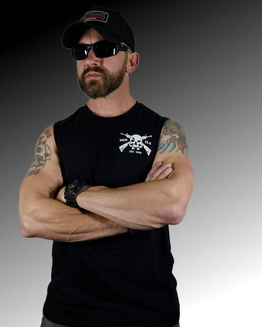 Men's Tactical Black Cut-off Tee