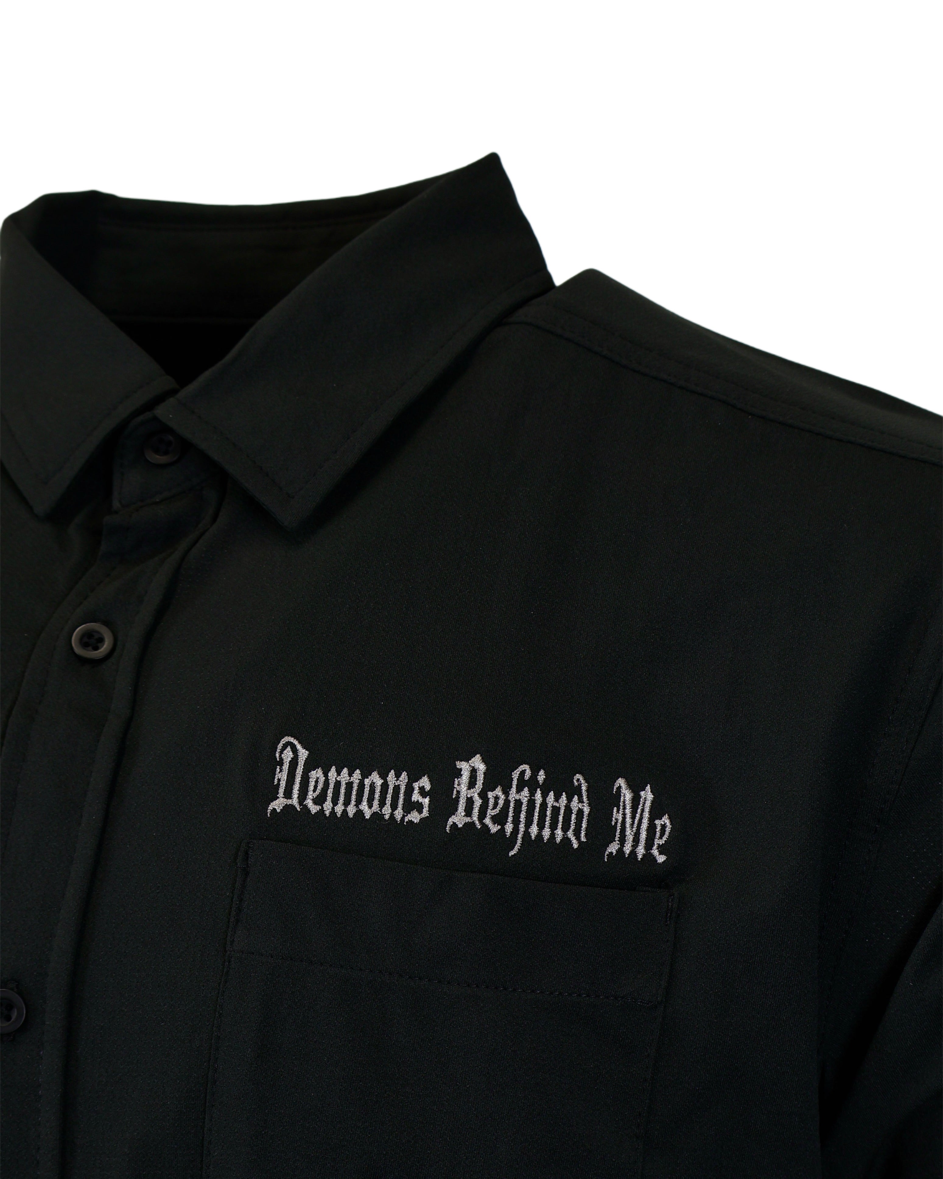 Micro-Perforated, Stretch Embroidered Button-Up