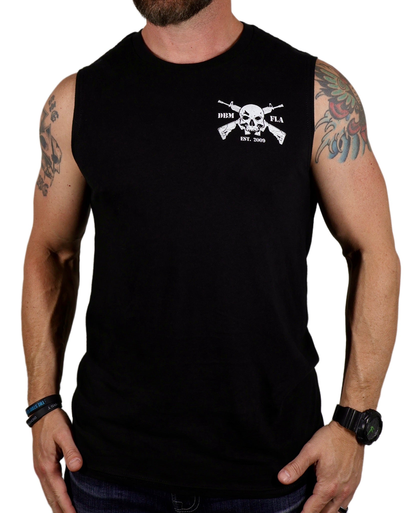 Men's Tactical Black Cut-off Tee