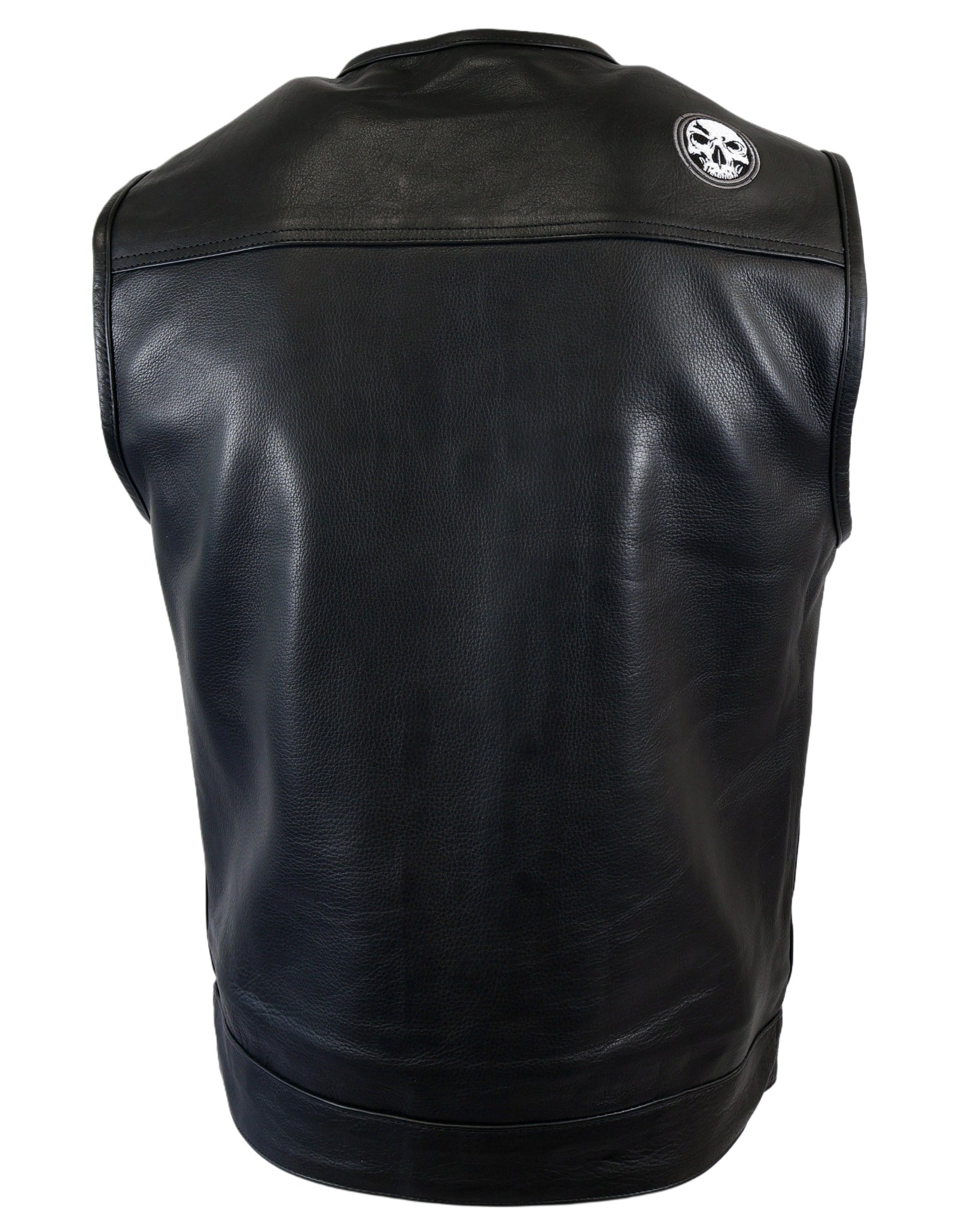 Premium Black Genuine Leather Gun Pocket Riding Vest