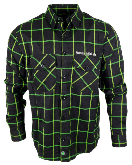 Black & Green Embroidered Lucky Flannel (Hidden Snap Collars)