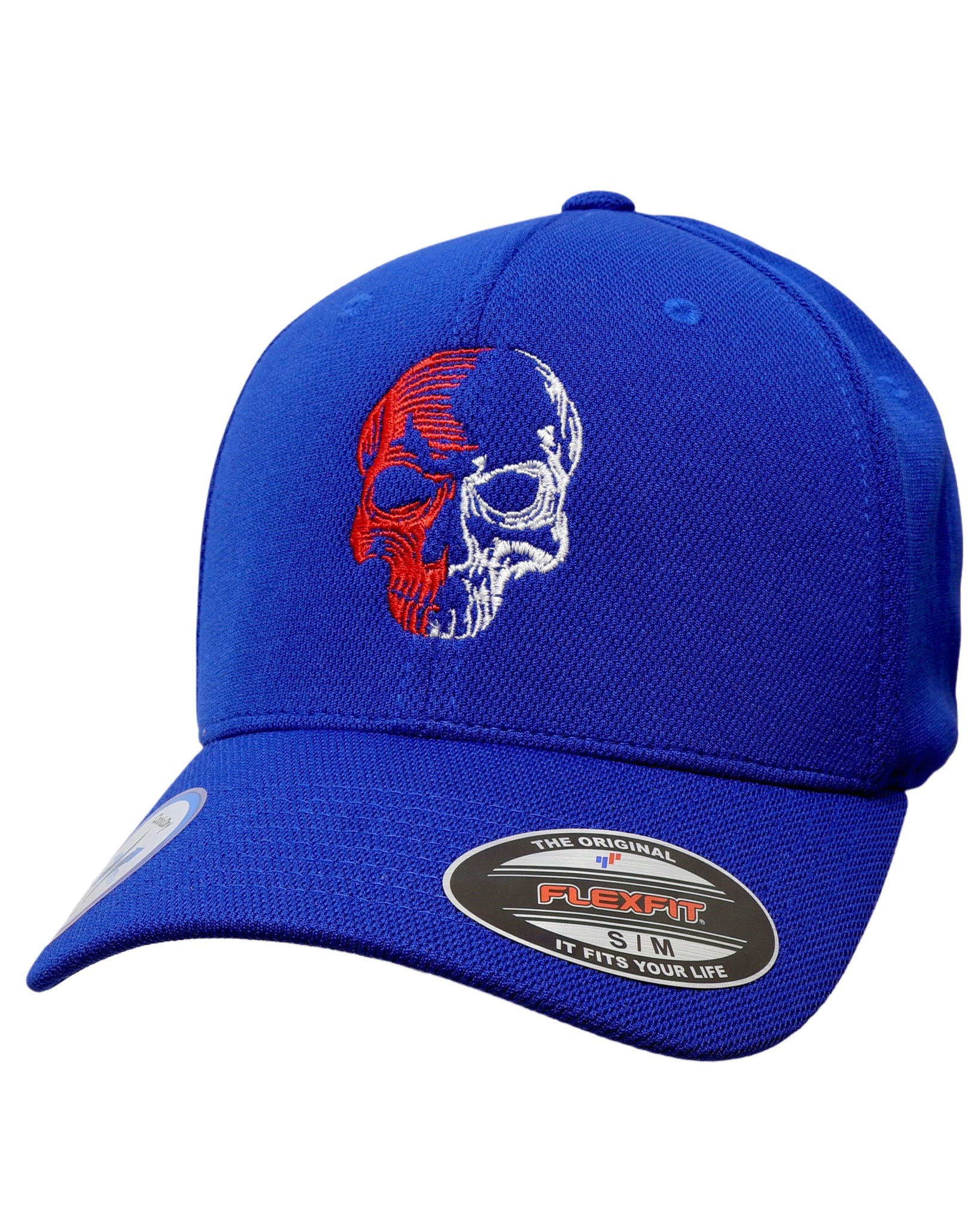 Royal Blue Never Fade Fitted Cap - Two Tone Skull