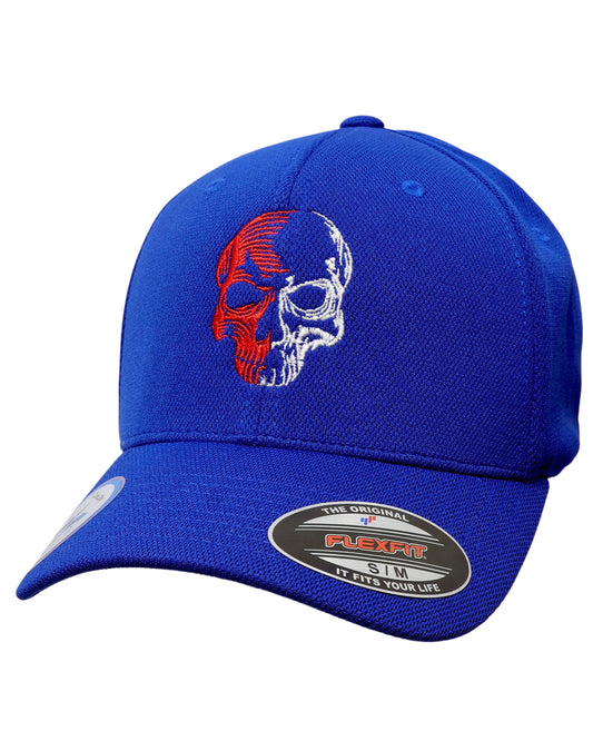 Royal Blue Never Fade Fitted Cap - Two Tone Skull
