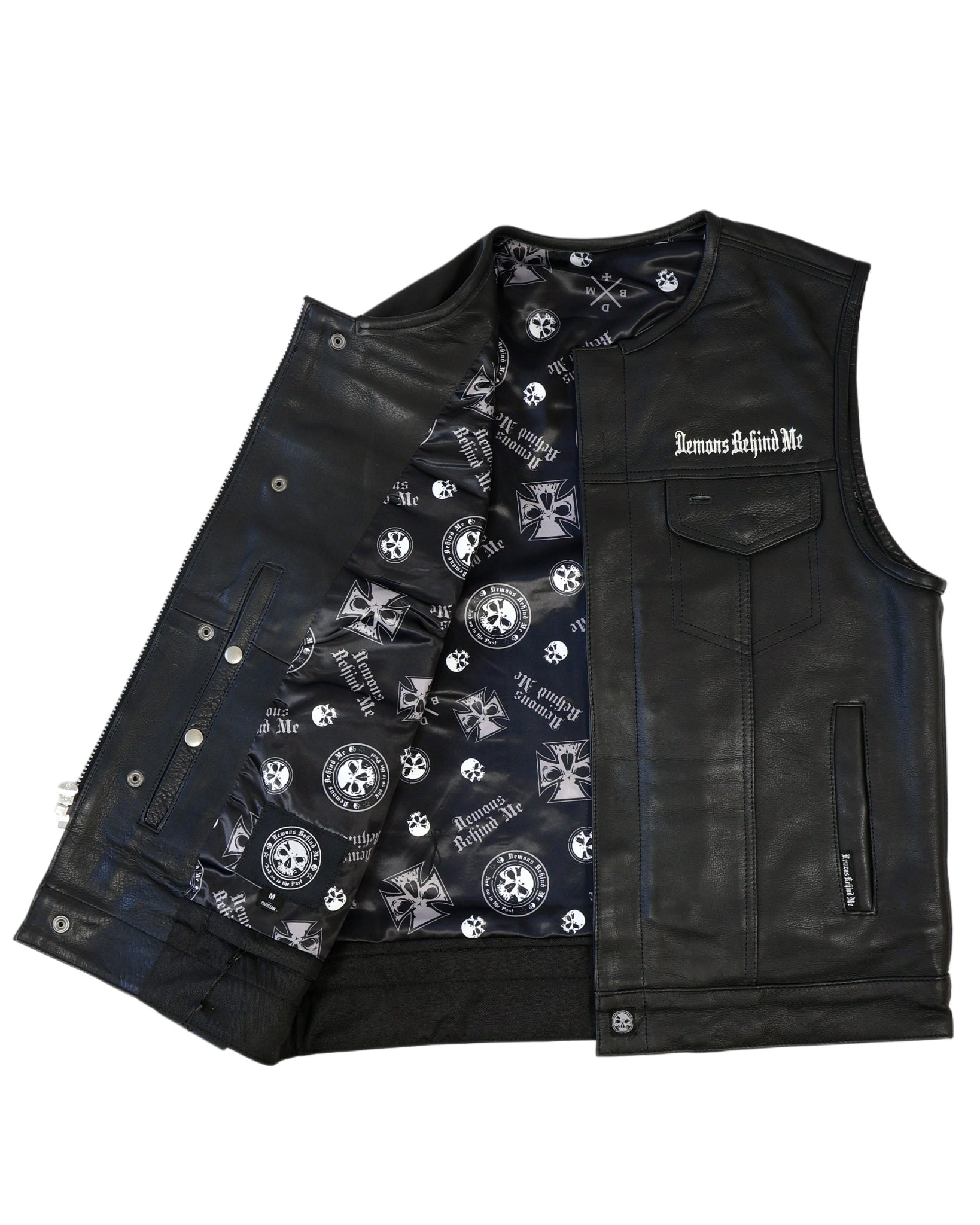 Premium Black Genuine Leather Gun Pocket Riding Vest