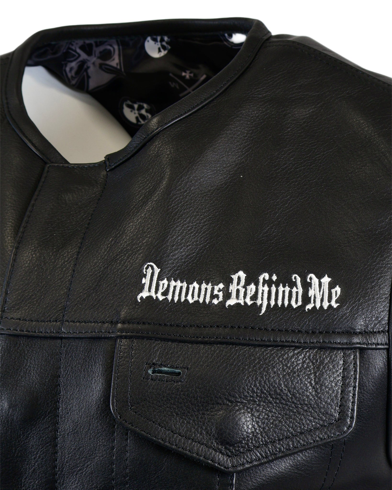 Premium Black Genuine Leather Gun Pocket Riding Vest