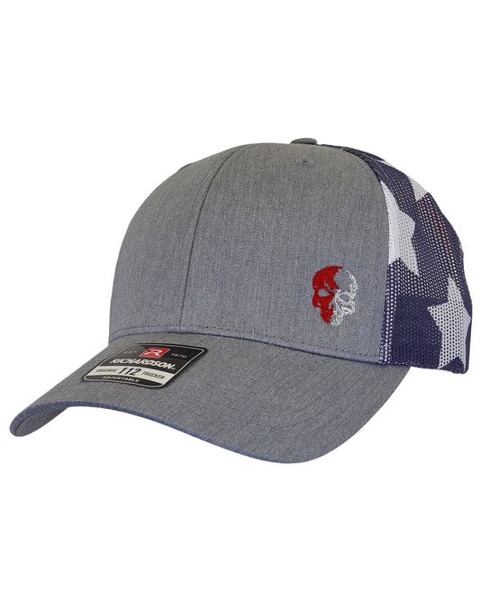 LIMITED EDITION JUNE! Richardson "Clean" Skull Patriotic Mesh Trucker