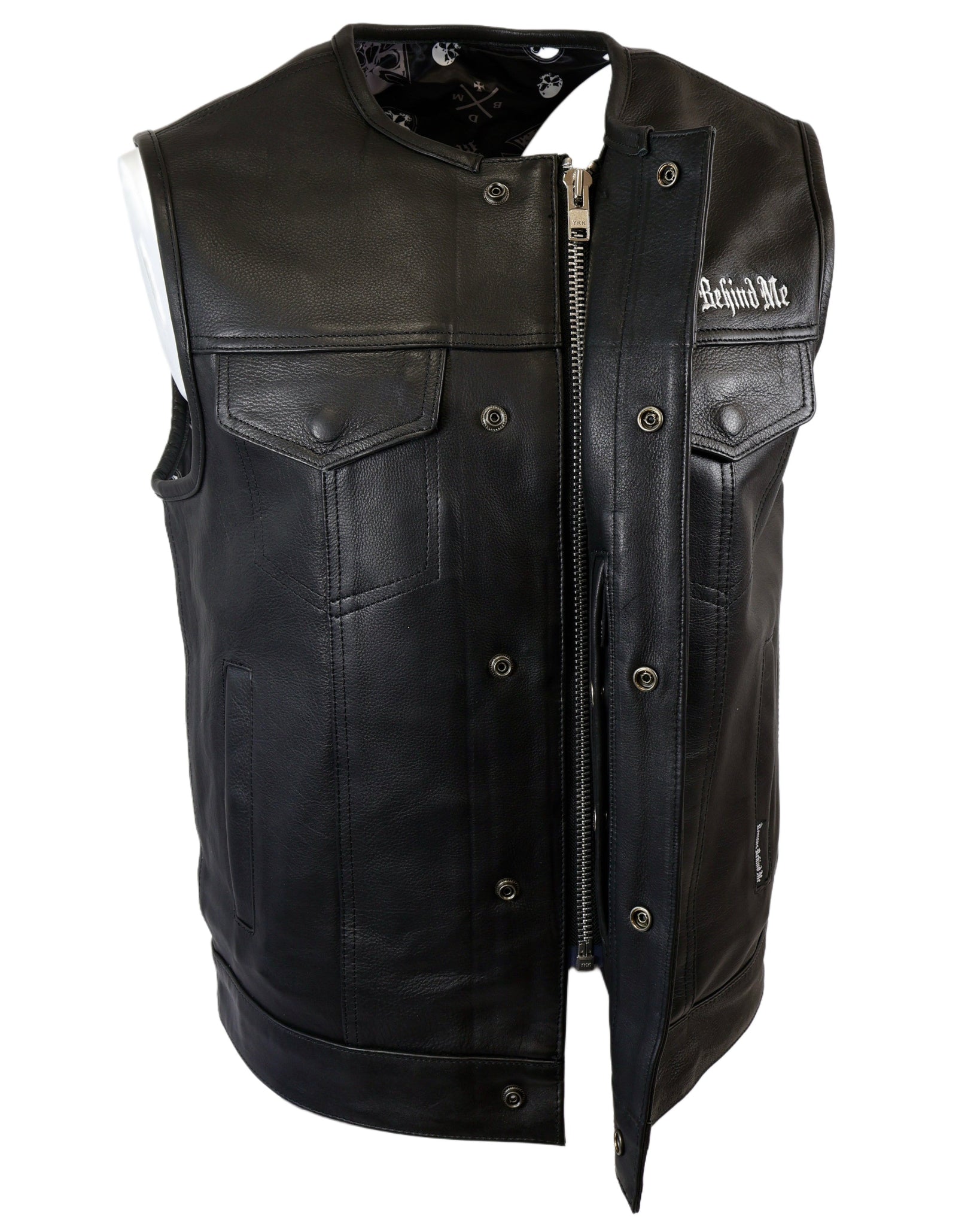 Premium Black Genuine Leather Gun Pocket Riding Vest