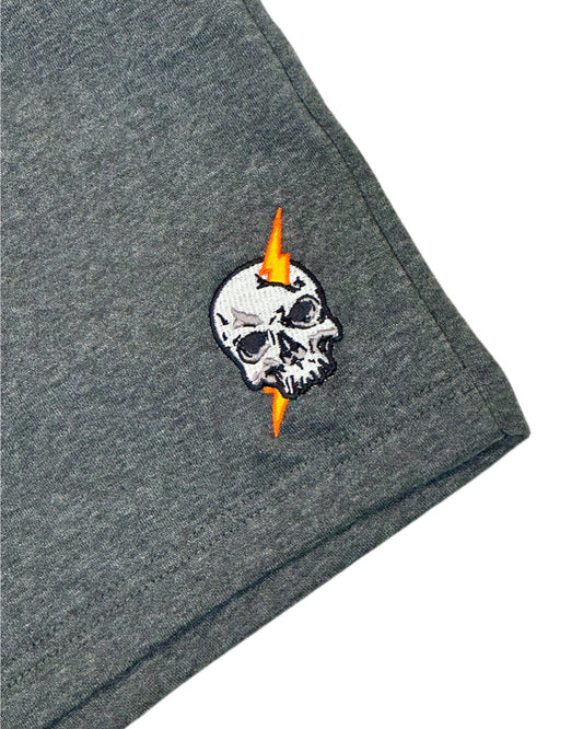 Men's Charcoal Lightning Embroidered Fleece Shorts
