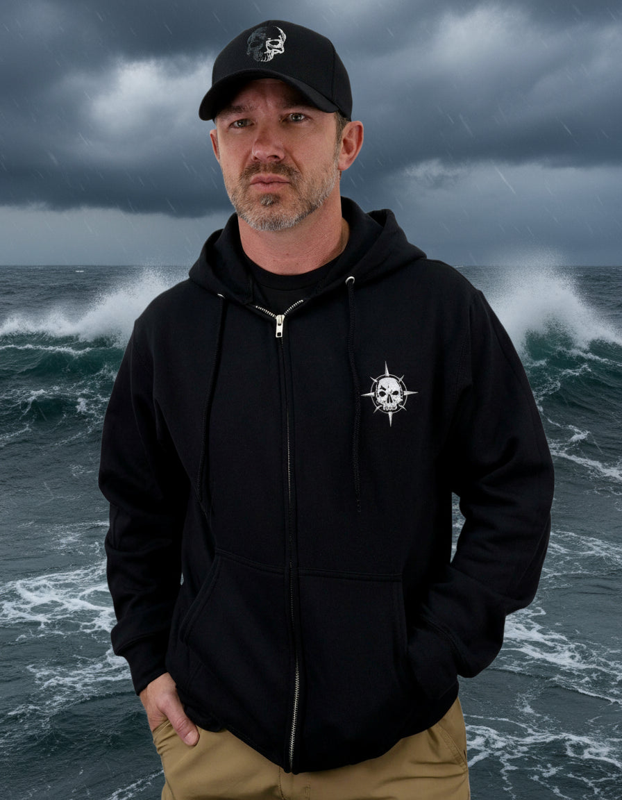 Nautical Compass Unisex Zip-Up Hooded Sweatshirt