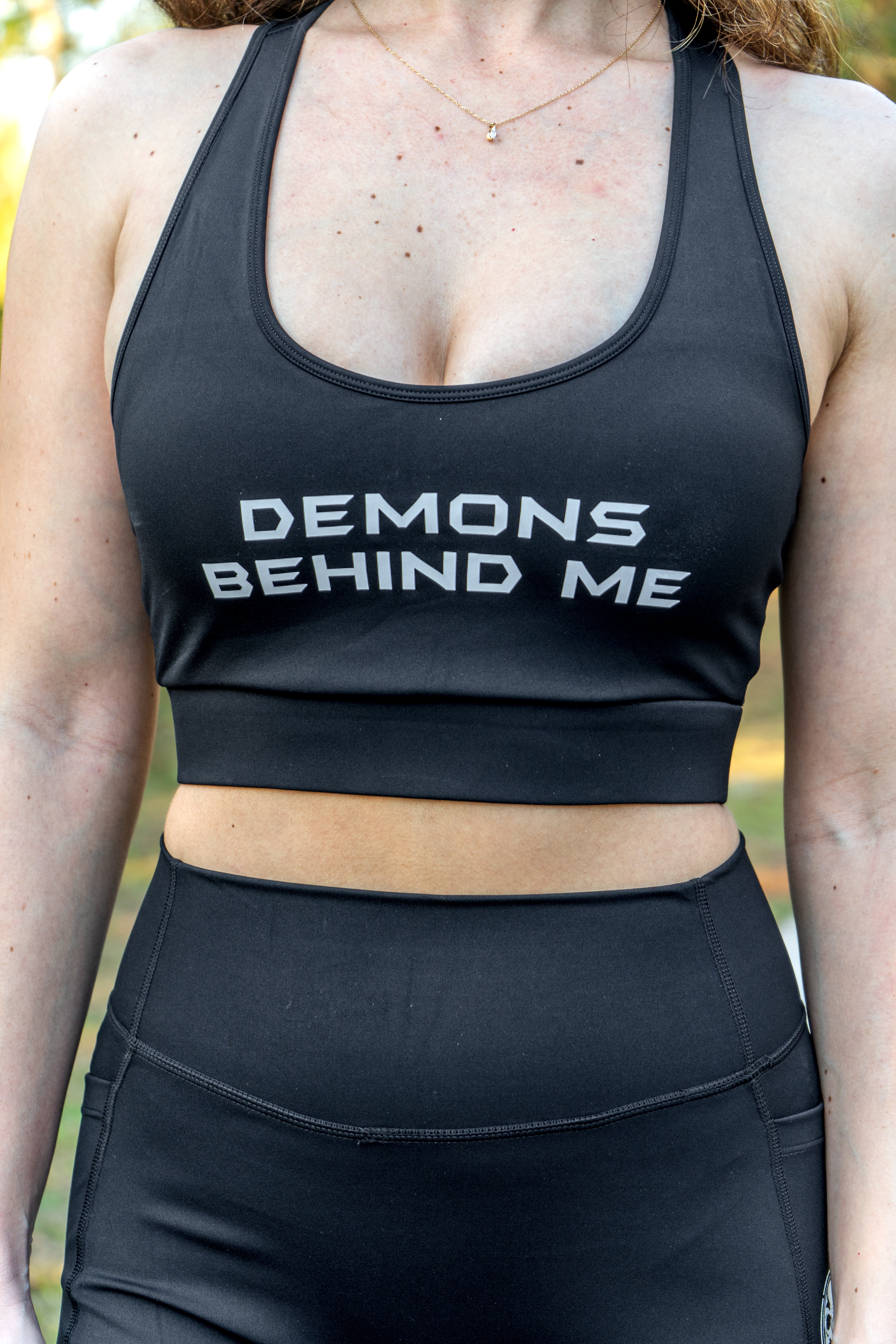 Black Reflective Logos Ultra Premium Racerback Sports Bra