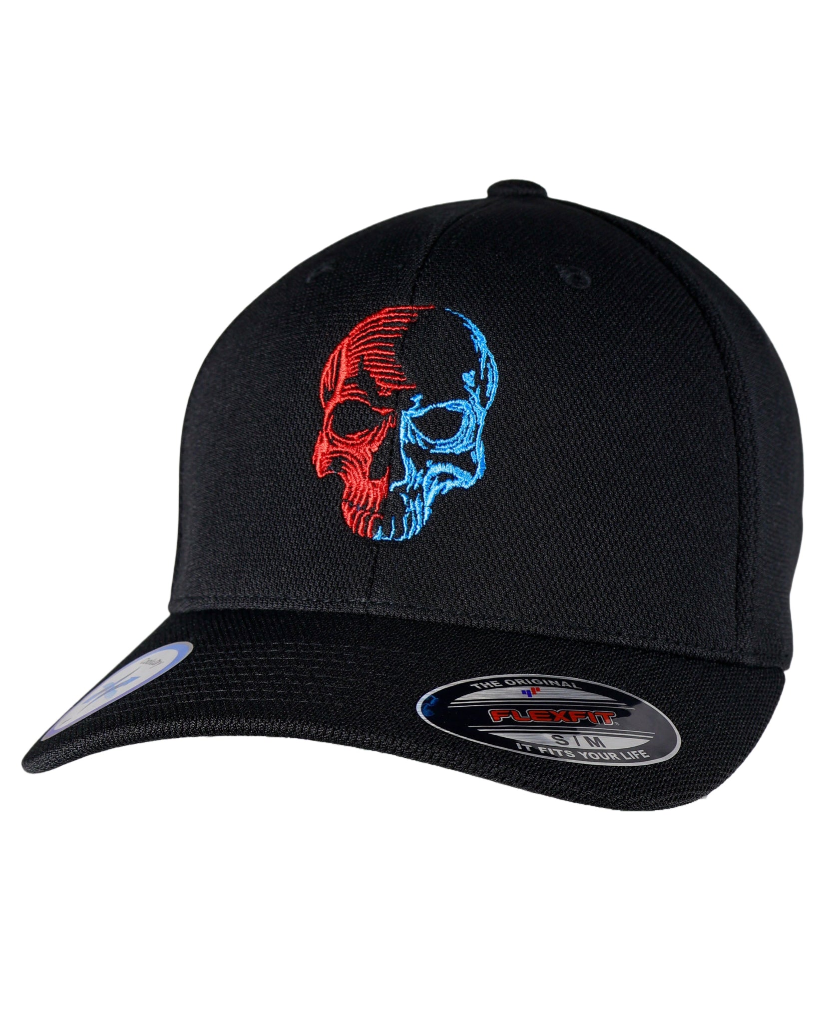 Black Flexfit Never Fade Two-Tone Skull Fitted Cap