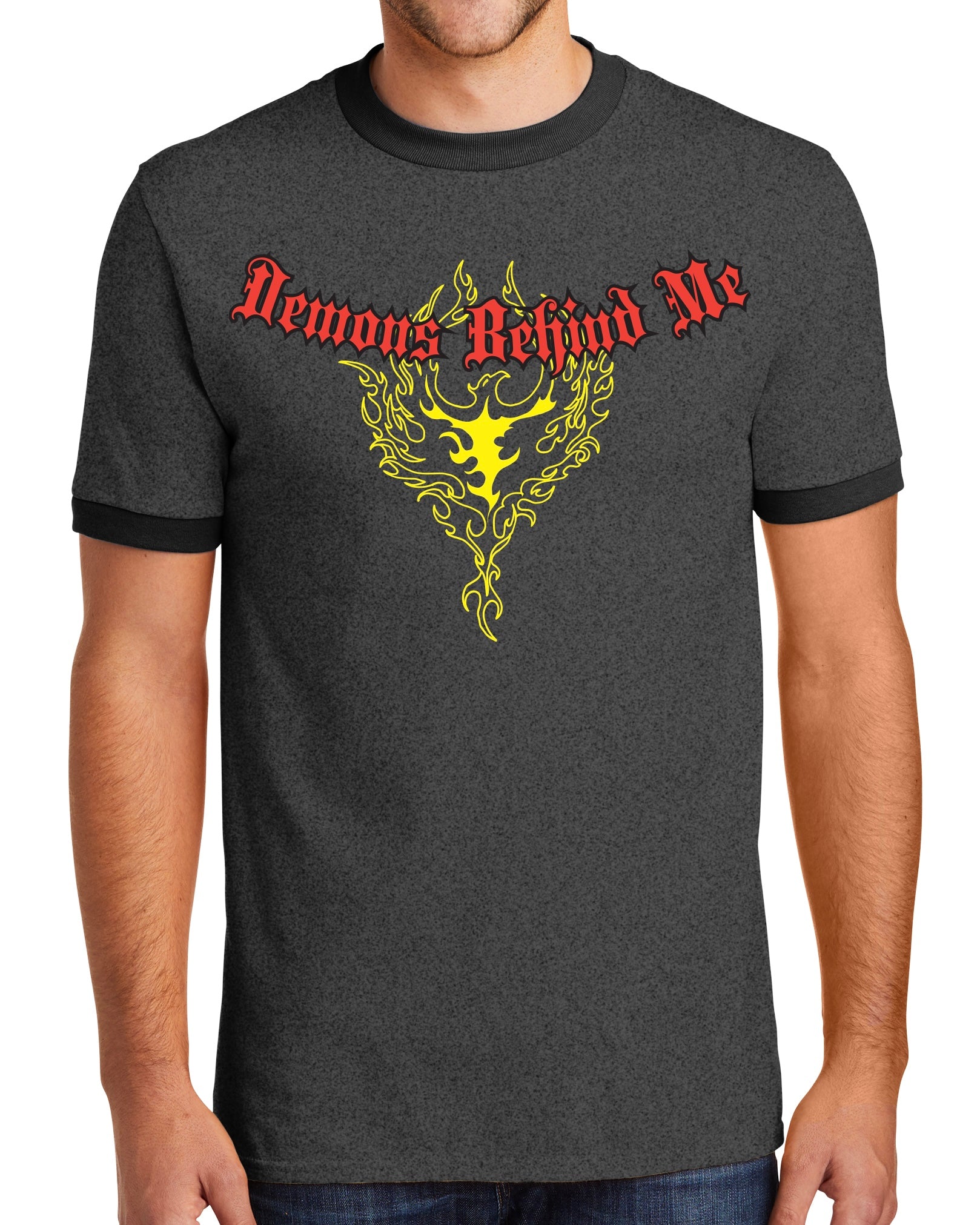 Closeout- Men's Phoenix Rising - Charcoal Ringer Tee