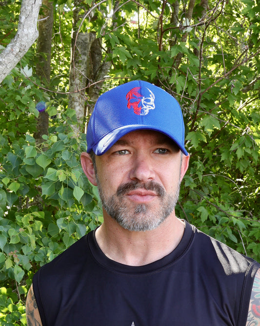 Royal Blue Never Fade Fitted Cap - Two Tone Skull