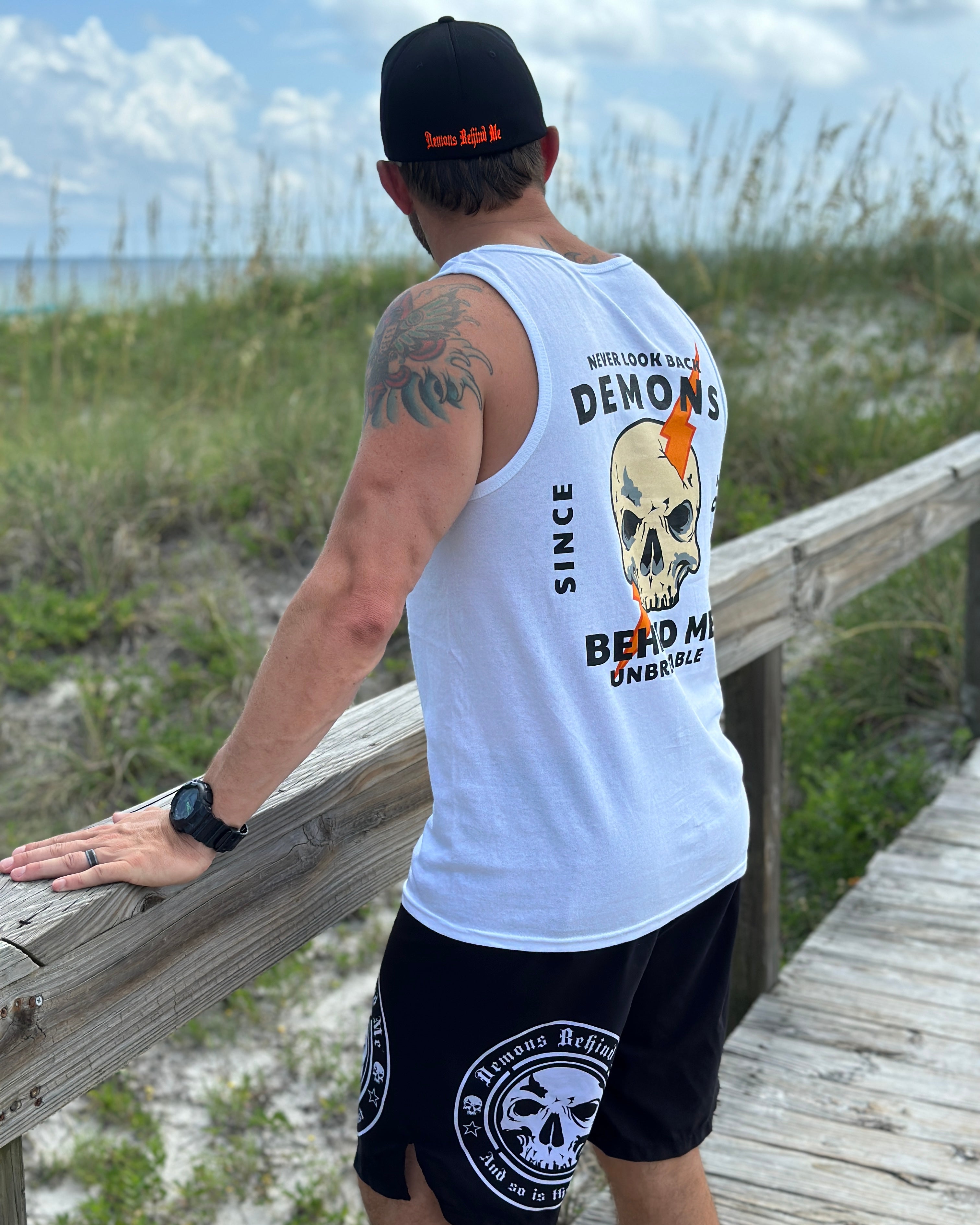 CLOSEOUT- Premium Black Stretch Board Shorts - White Circle Logo