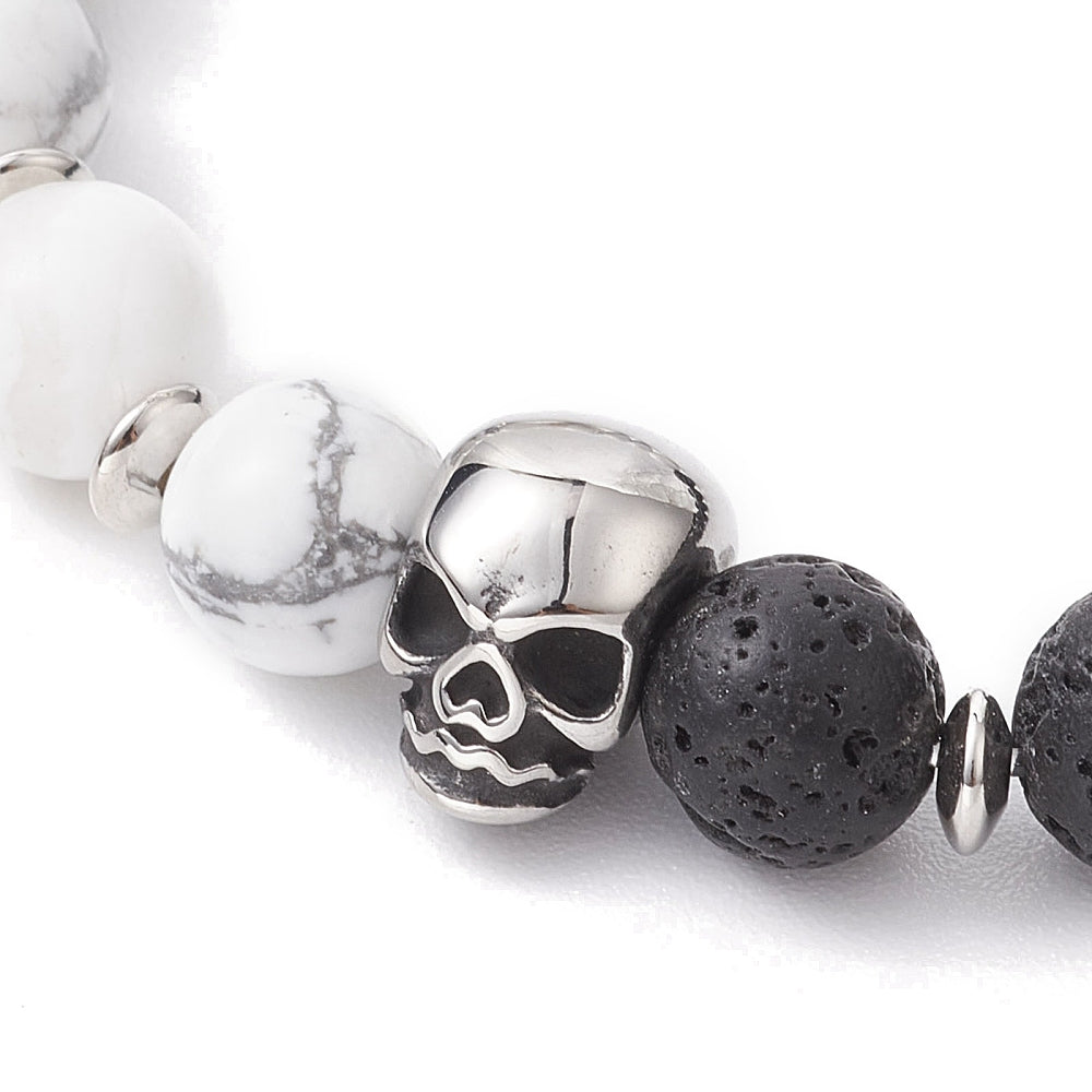 Good vs. Evil - Heavy Beaded Skull Bracelet