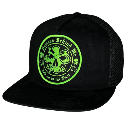 Black Classic Trucker Clover Patch Hat