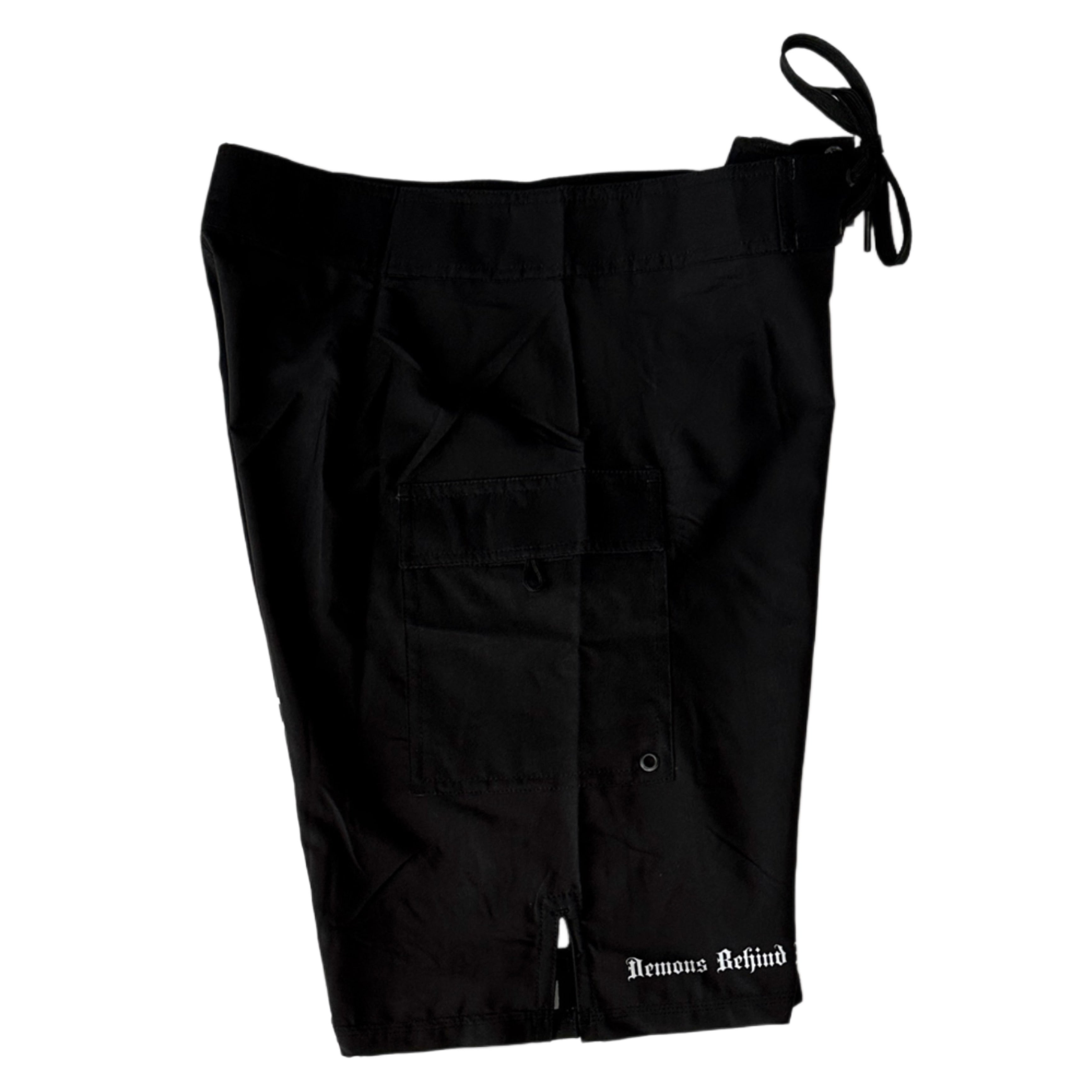 CLOSEOUT- Premium Black Stretch Board Shorts - White Circle Logo