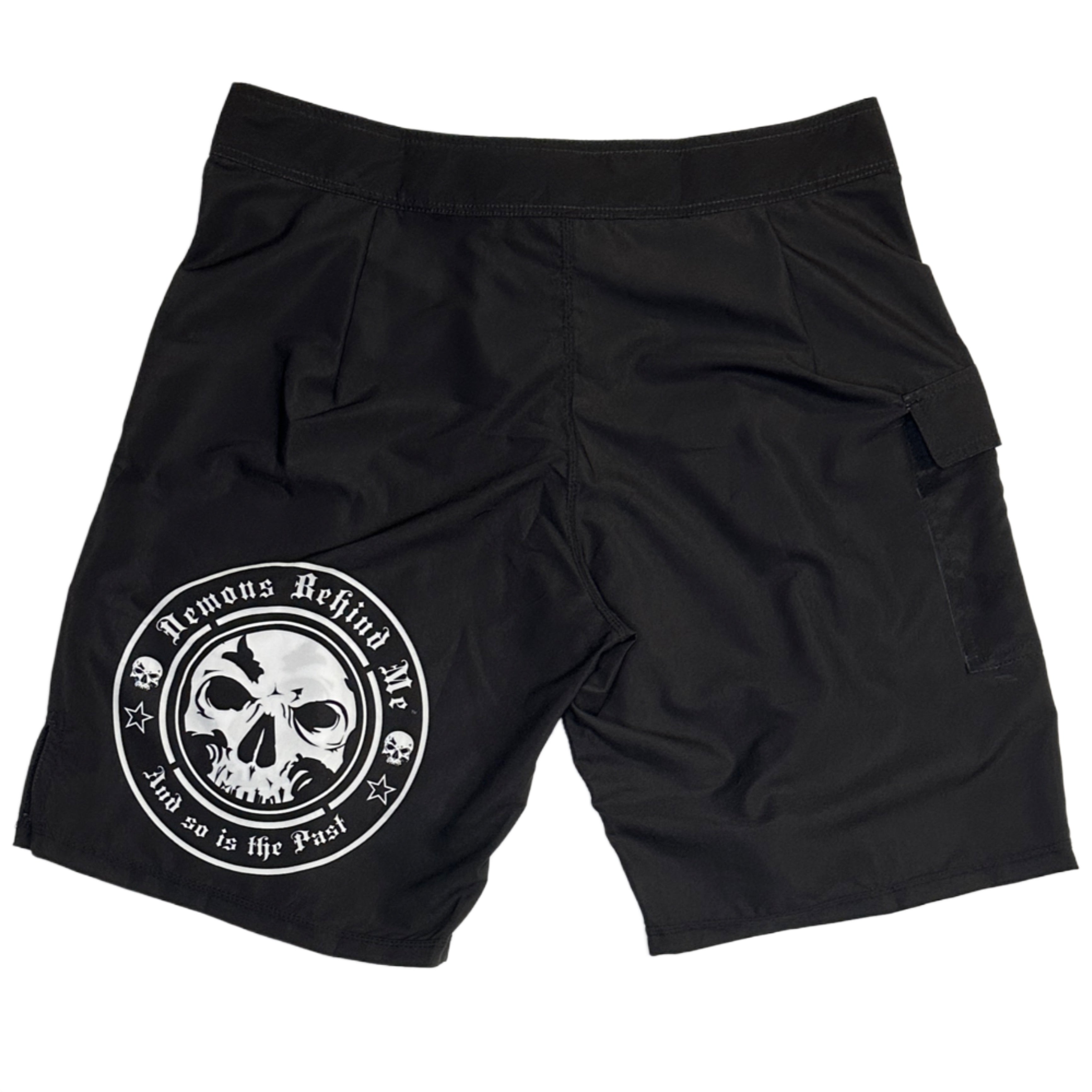 CLOSEOUT- Premium Black Stretch Board Shorts - White Circle Logo