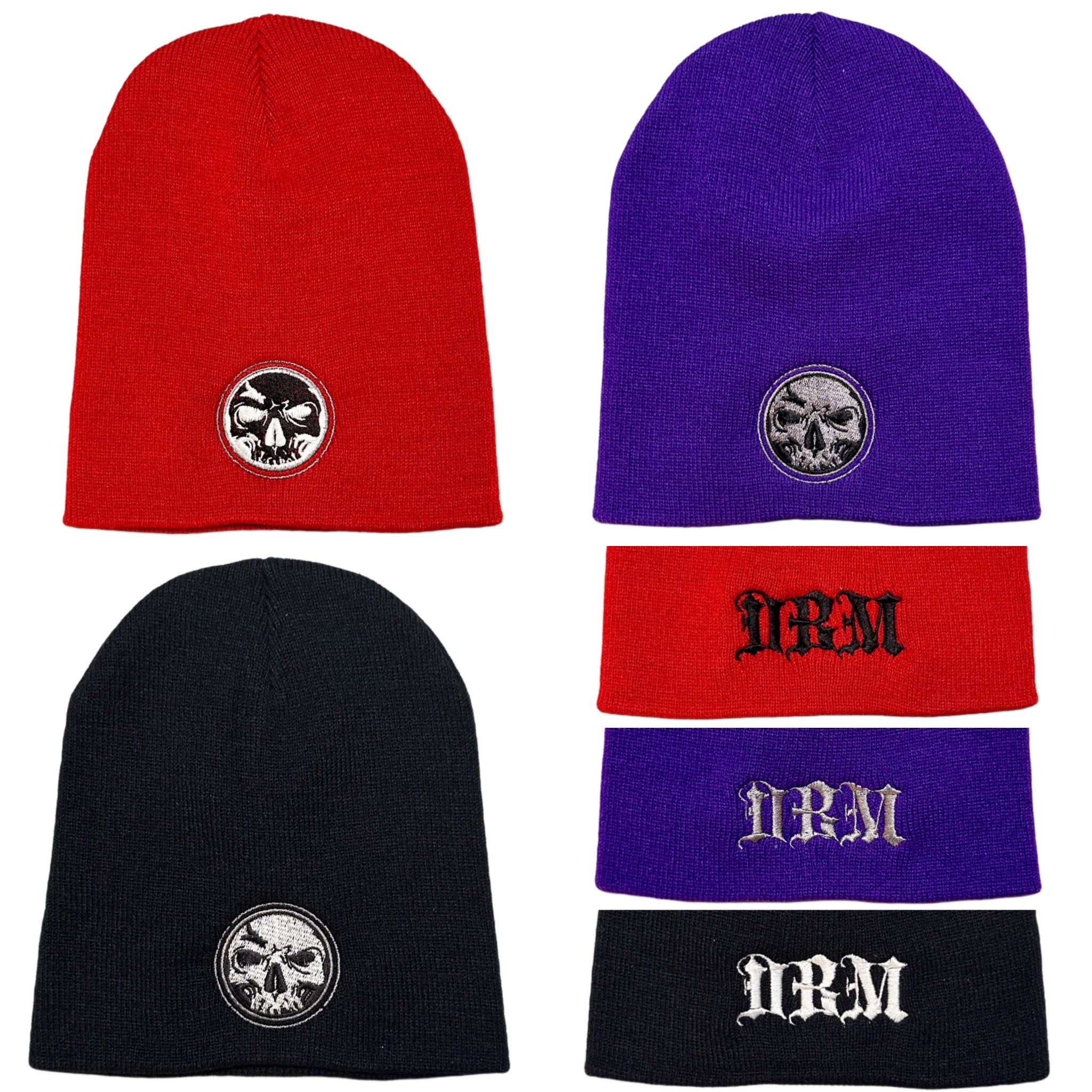 DBM Circle Skull Beanies! Red, Black, & Purple!