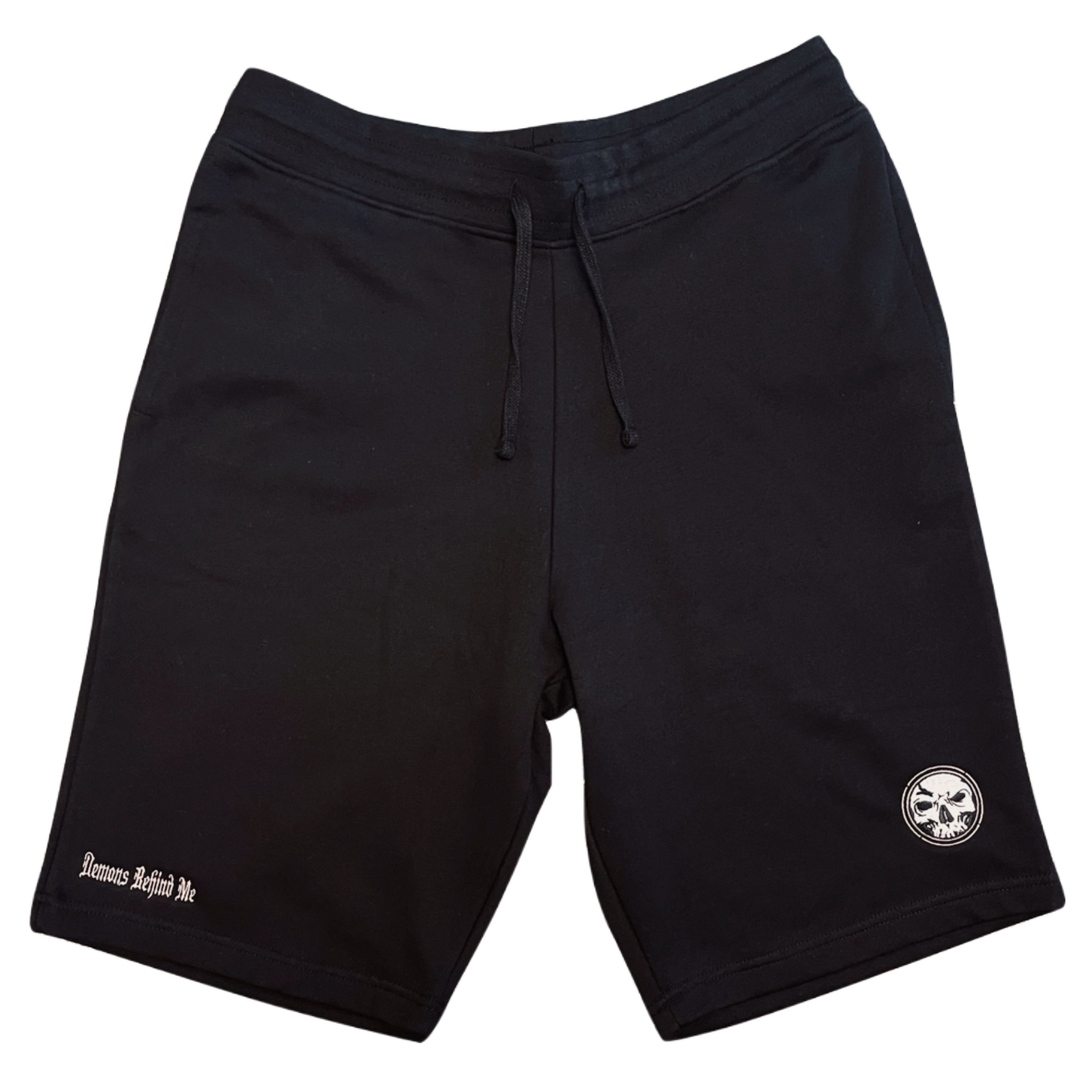 Men's Black Embroidered Fleece Shorts