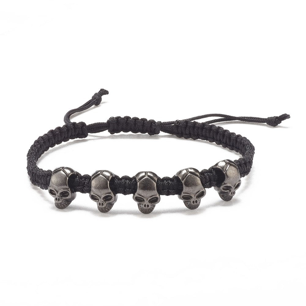 Skulls - Adjustable Bracelet (Black or Silver Skulls)