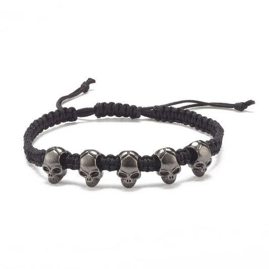 Skulls - Adjustable Bracelet (Black or Silver Skulls)