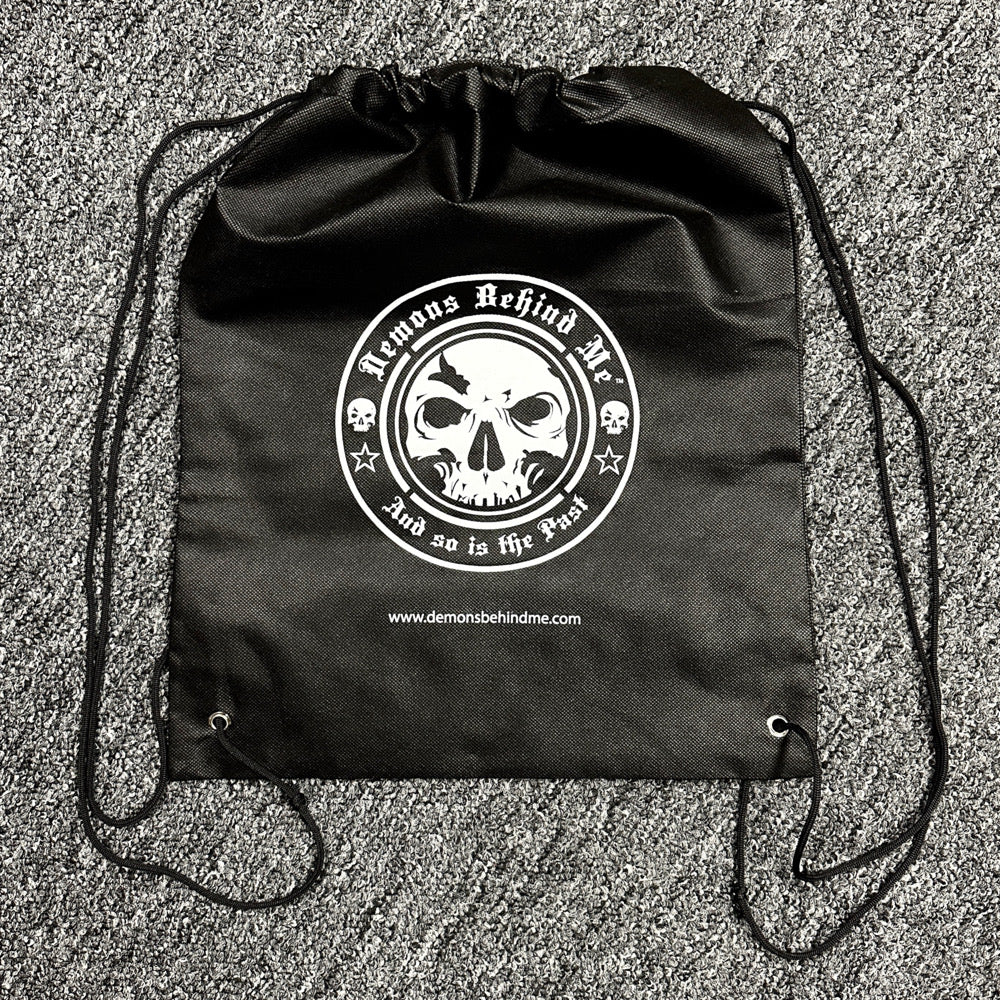 Black Drawstring Bag – Demons Behind Me | Inspirational Clothing & Apparel