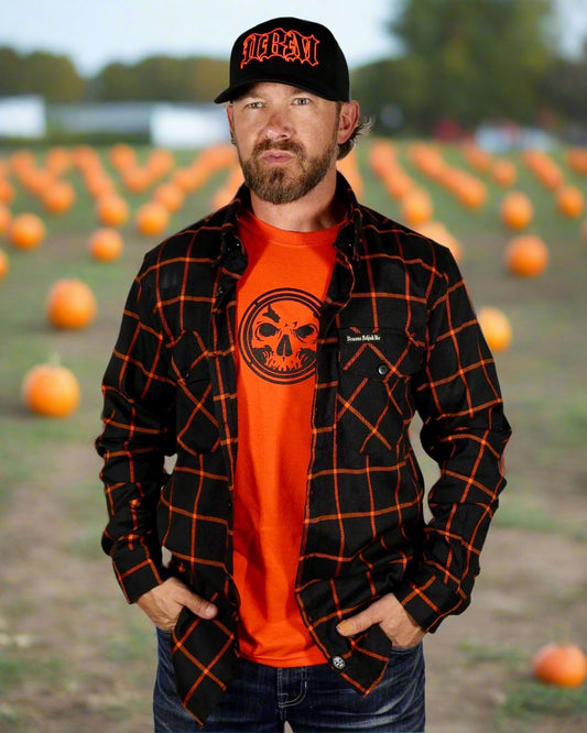 CLOSEOUT The "Torch" Black & Orange Flannel (Hidden Snap Collars)