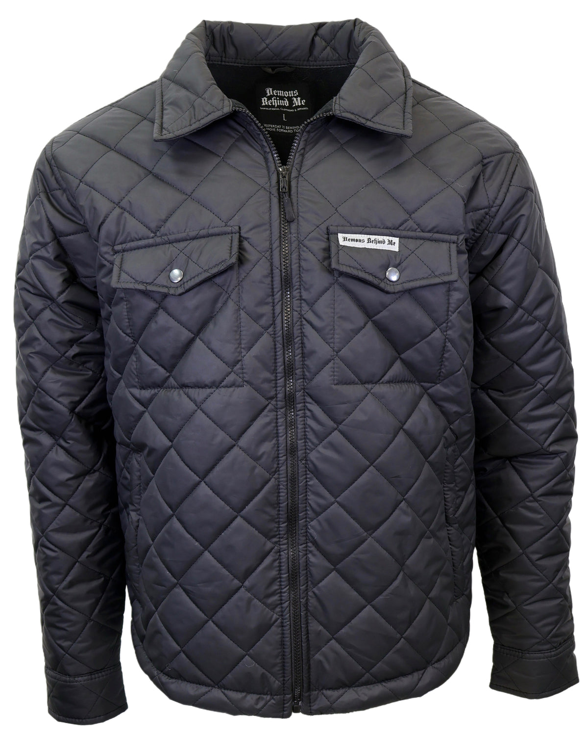Black Quilted Insulated Jacket, front product view