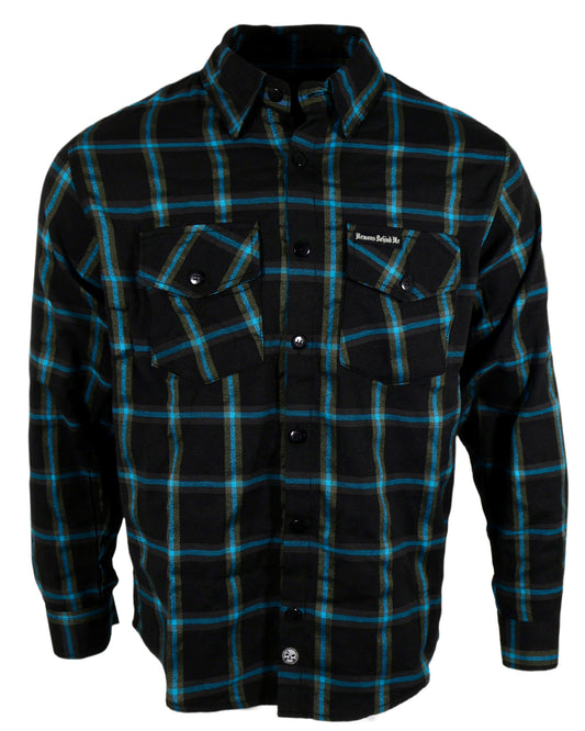 NEW! Blue & Black Embroidered Flannel 2.0 (Hidden Snap Collars)