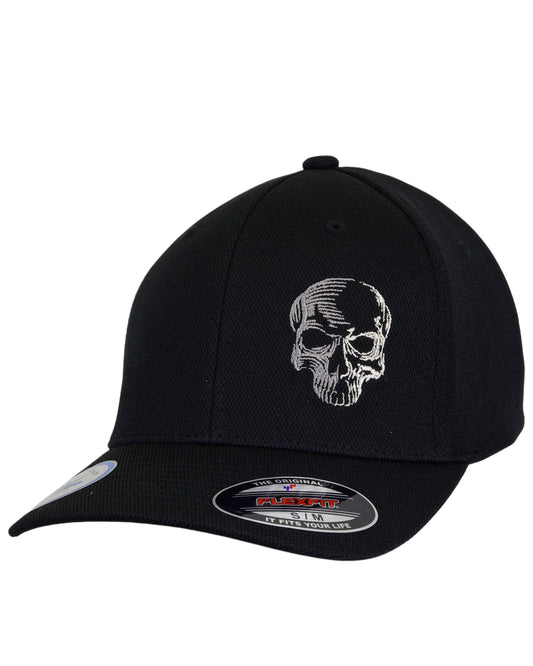 LIMITED EDITION! Medium Two-Tone Skull - Black "Never Fade" Fitted Cap