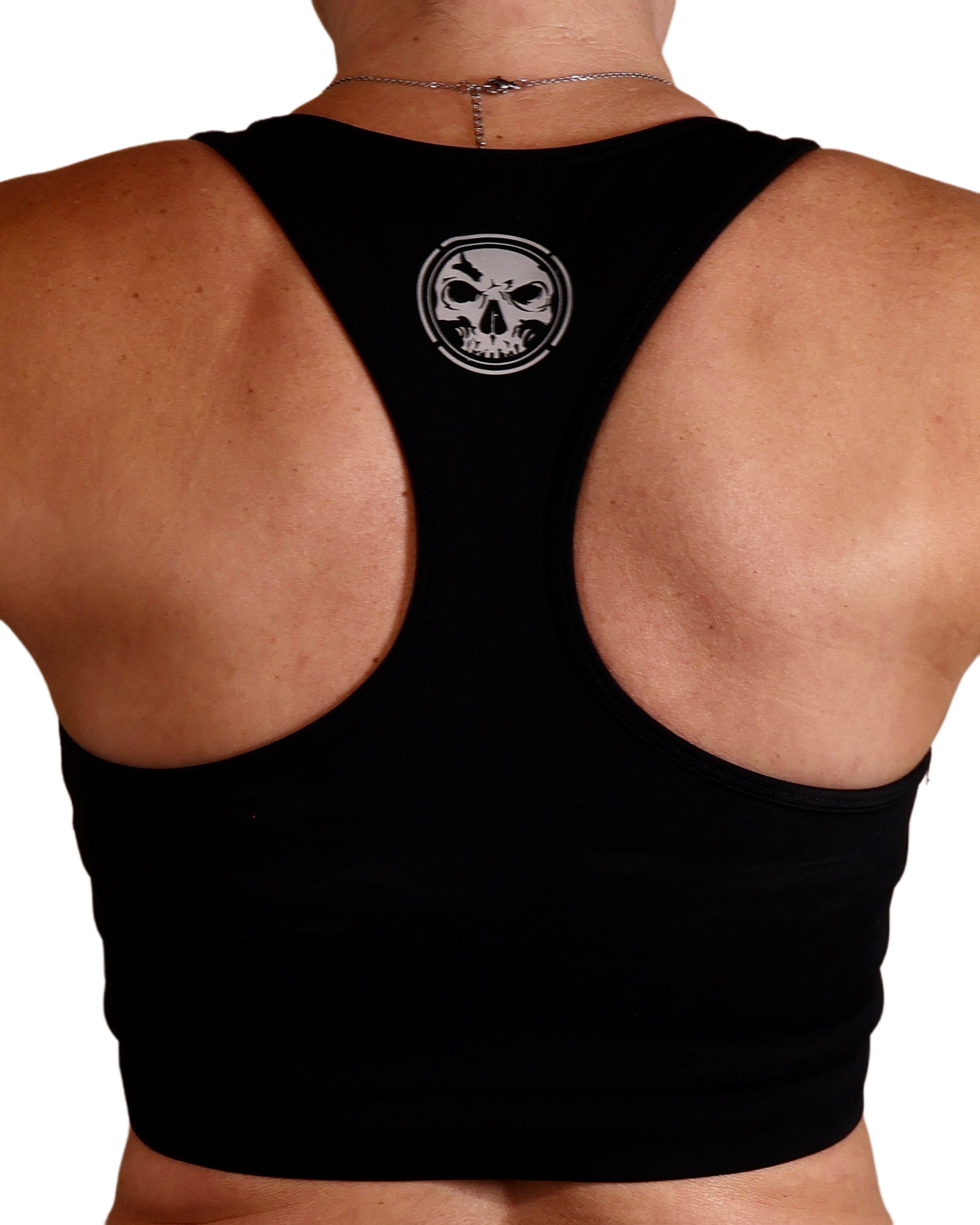 Black Reflective Logos Ultra Premium Racerback Sports Bra