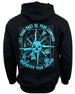 "Nautical Compass" Black & Teal fleece hoodie by Demons Behind Me
