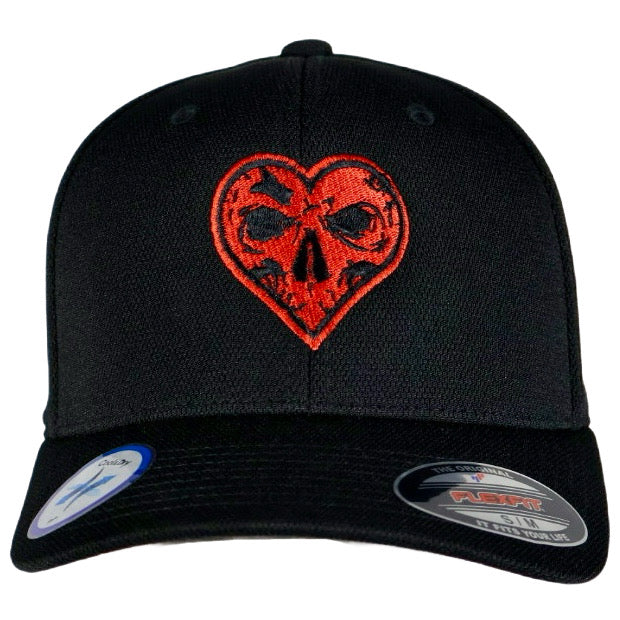 LIMITED EDITION! Flexfit Black or Charcoal "Never Fade" Heart Skull