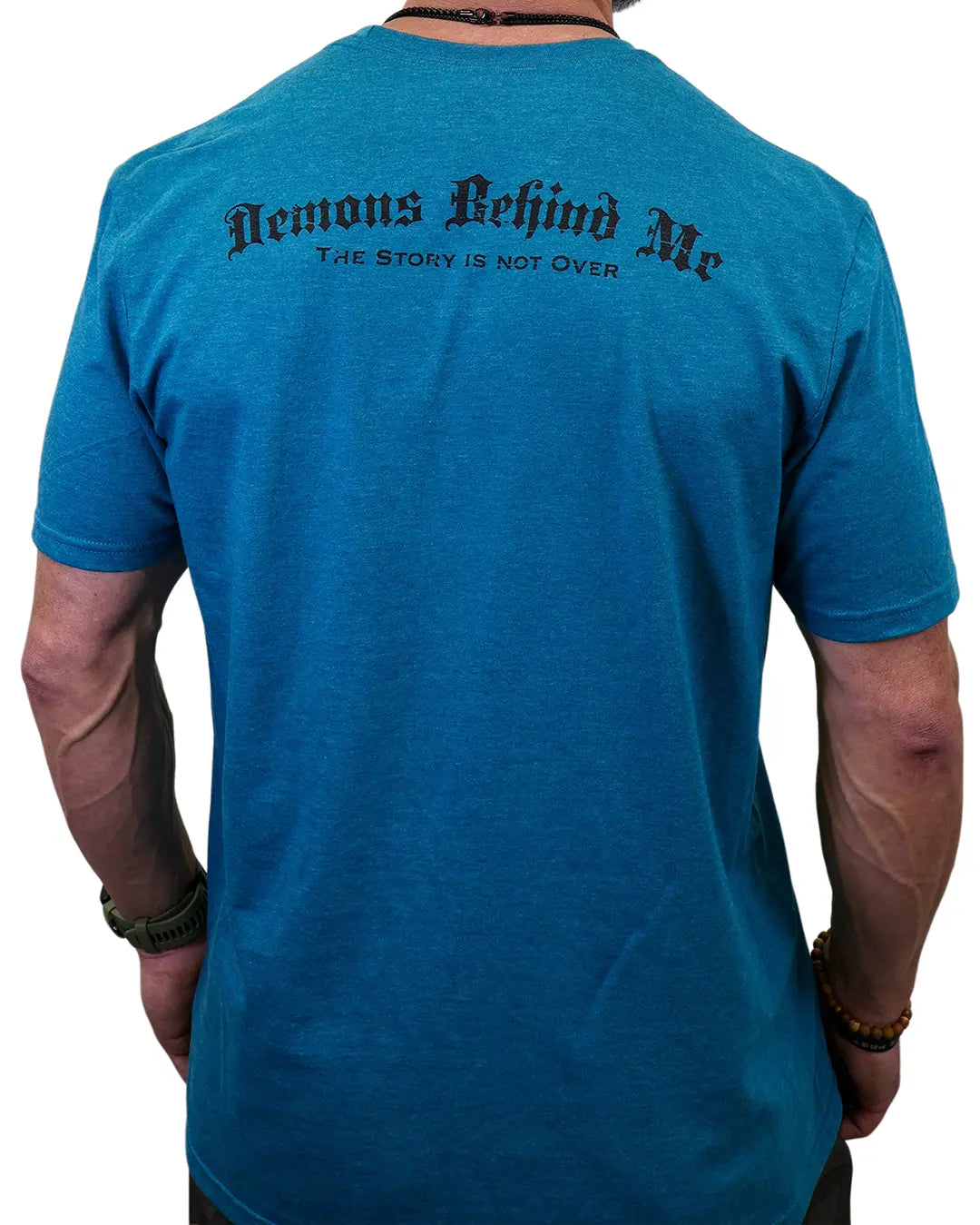 Teal Semicolon 2.0 suicide prevention T-shirt, back view