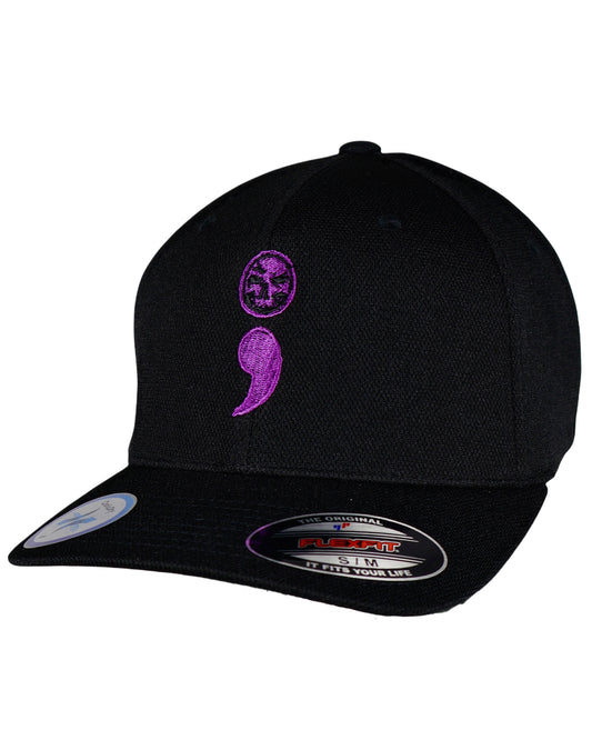 Purple Semicolon - Black Flexfit "Never Fade" Cap