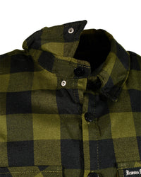 The "Tank" Military Green & Black Flannel (Hidden Snap Collars)