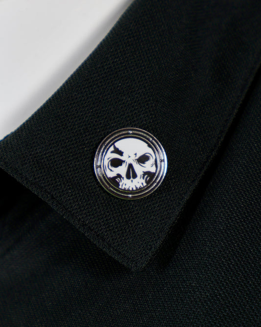 White Circle Skull Enamel Pin