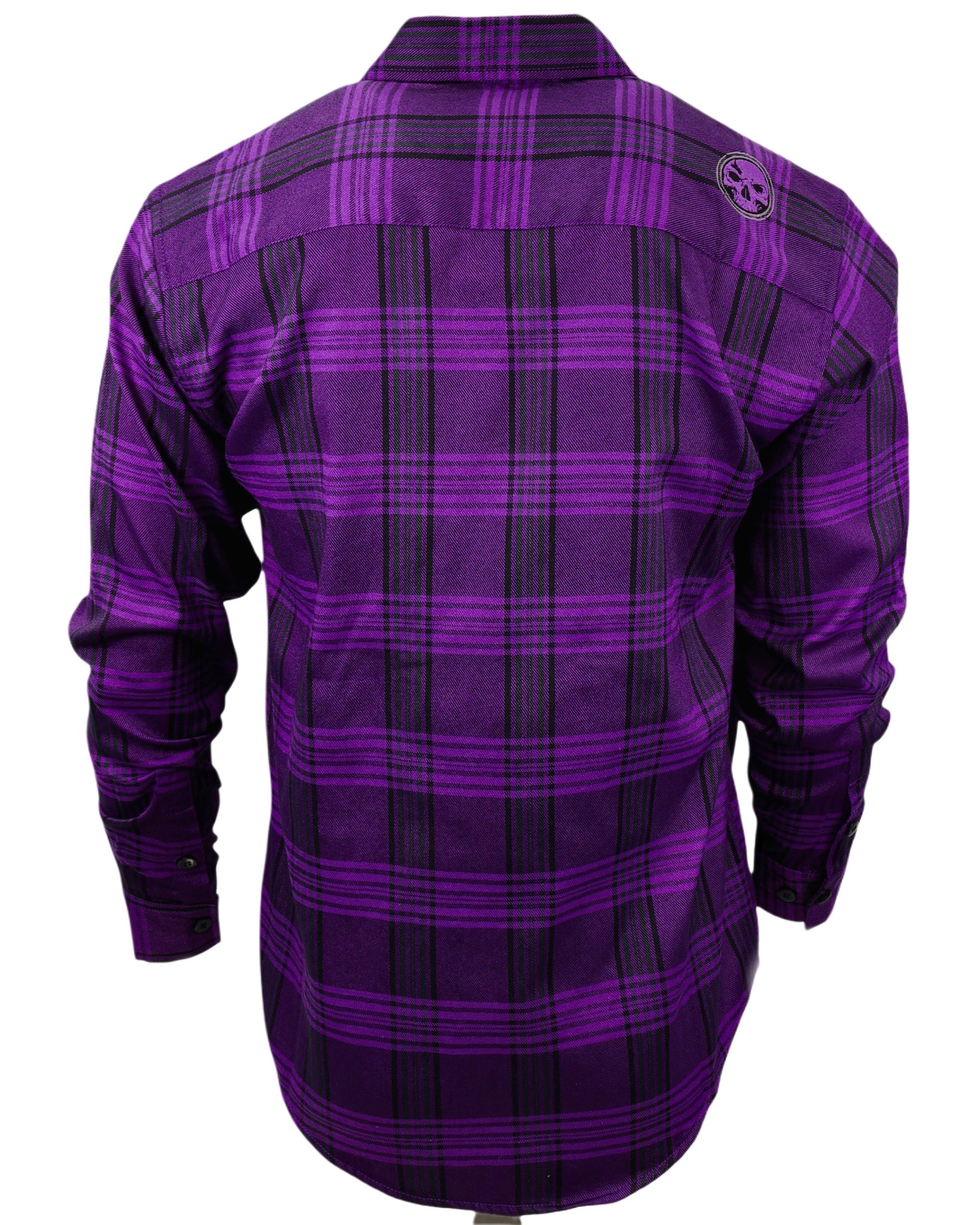 Purple plaid shirt on a white background