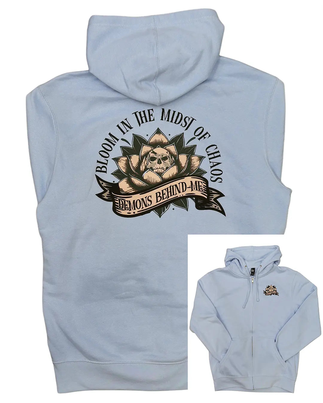 “Lotus 2.0” Ice Blue unisex zip-up hoodie