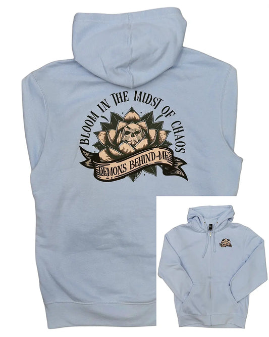 “Lotus 2.0” Ice Blue unisex zip-up hoodie