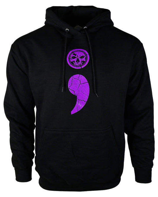 NEW! Semicolon Unisex Black & Purple Hoodie