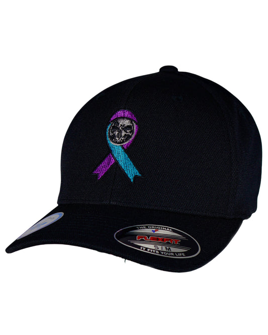 Suicide Prevention Ribbon - Black Flexfit "Never Fade" Cap