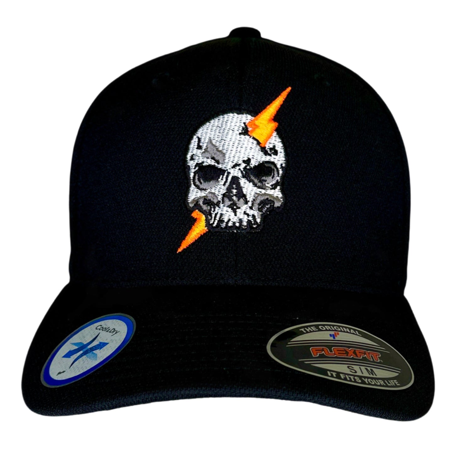 Flexfit "Never Fade" Black Hat Center Stitch - Lightning Bolt