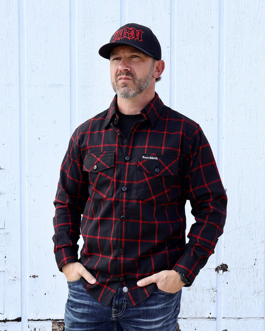 The "Nightmare" Black & Red Flannel (Hidden Snap Collars)